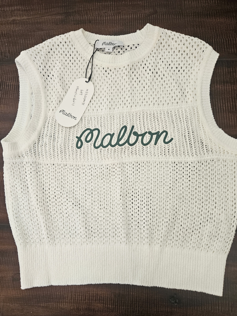 NWT Malbon Cream Open-Knit Sleeveless Tank - Rare Item Purched In Korea